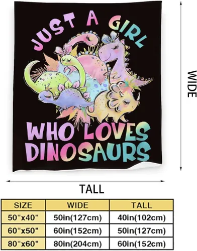 Miniatura 2 de Manta con texto en inglés «Just A Girl Who Loves Dinosaurs», bonita manta decorativa de dinosaurios, regalos para niñas, súper cálida, suave y Solo