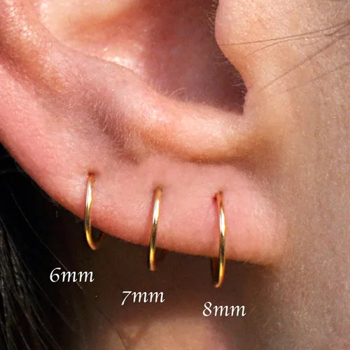 Miniatura 60 de Aretes de aro dorados y plateados para cartílago, nariz, tabique, oreja, hélix, tragus, joyería para mujer, hipoalergénicos, pequeños aros