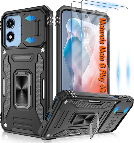 Miniatura 15 de Atump Funda para Motorola Moto G Play 2024 (4G) con [paquete de 2] protector de pantalla HD y cubierta para cámara deslizante, soporte de anillo
