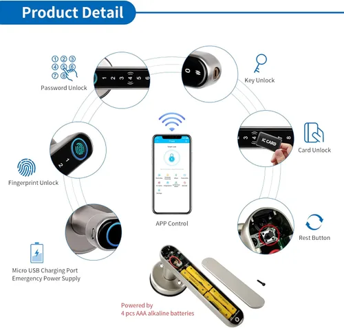 Miniatura 3 de 【Actualización】Cerradura inteligente CATCHFACE, cerradura de puerta con huella dactilar TTLock, pomos de puerta inteligentes, manijas de puerta