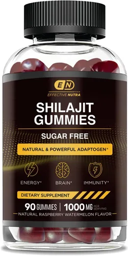 Miniatura 9 de Effective Nutra Gomitas Shilajit de 1000 mg Resina pura Shilajit para energía, cerebro e inmunidad Suplemento para hombres y mujeres Sin
