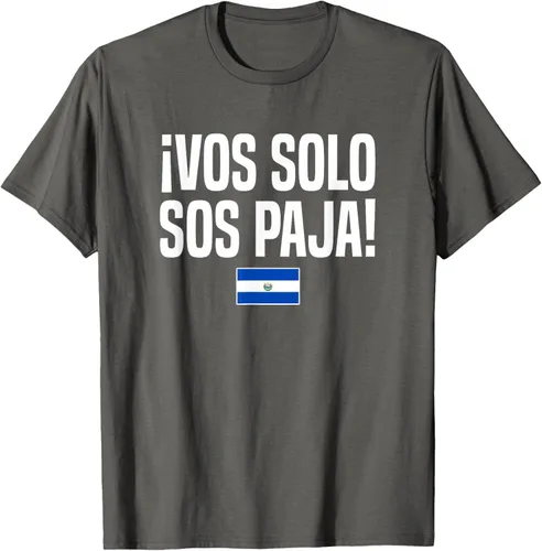 Miniatura 87 de Camiseta Vos Solo Sos Paja Salvadoran Slang Bandera de El Salvador, Negro