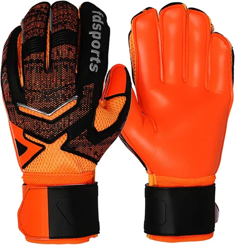 Guantes de portero de fútbol para adultos y jóvenes, guantes de portero de fútbol de agarre fuerte con protección para los dedos para Orange