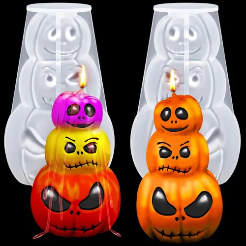 Miniatura 9 de Molde de vela de árbol de Navidad 3D, 2 moldes de silicona para hacer velas, molde de fabricación de velas hecho a mano de Navidad, molde de resina