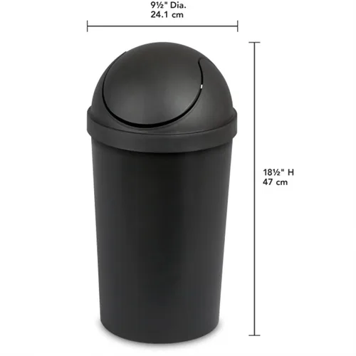 Miniatura 3 de Sterilite Paquete de 6 cestos de basura con tapa basculante, papelera redonda con tapa abatible de 3 galones, negro