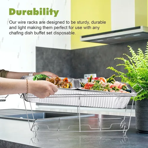 Miniatura 4 de MAXYGIFT Soporte de Rejilla de Alambre para Chafing Dish - Estantes de Tamaño Completo para Bandejas de Servir Platos Calentaplatos (6)