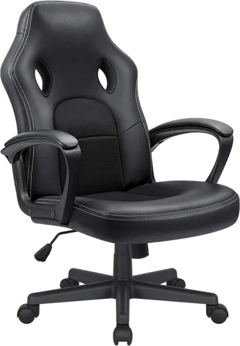 Miniatura 11 de Silla ejecutiva de piel para oficina, sala de conferencias o videojuegos con respaldo alto, ergonómica, ajustable., Blanco