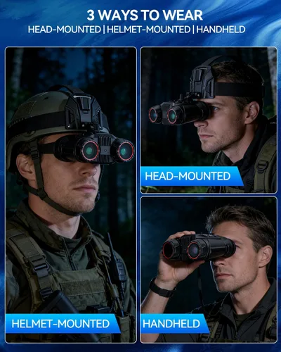 Miniatura 2 de Gafas de visión nocturna montadas en la cabeza Prismáticos de visión nocturna 4K 48MP compatibles con casco con zoom de 16X, brújula/altímetro