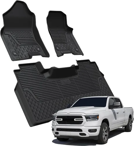 LASFIT - Alfombrillas para Ram 1500 2019-2024 Cabina Tripulación con Cubo de Almacenamiento Bajo el Asiento Trasero (NO Compatible con el Modelo