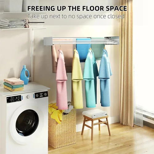 Miniatura 3 de Tendedero de Ropa, Tendedero Plegable de Pared para Secar Ropa - Tendedero de Ropa Plegable, Ahorro de Espacio, 31.5" de Ancho, 13.2 Pies Lineales