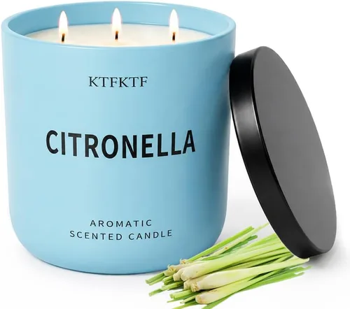 Velas de citronela para interiores y exteriores, vela perfumada grande de 14.2 onzas para el hogar, velas de aromaterapia de larga duración, aceite
