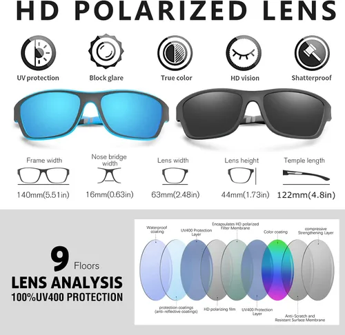 Miniatura 2 de KUGUAOK Gafas de sol deportivas polarizadas para hombres, para conducir, ciclismo, pesca, gafas de sol 100% con protección UV