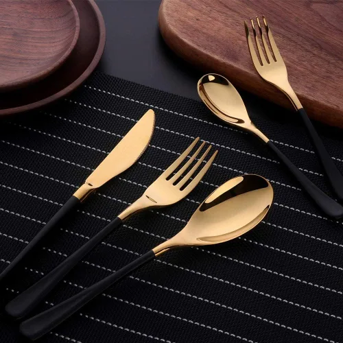 Miniatura 3 de YDware - Juego de 20 cubiertos de acero inoxidable para 4, cucharas, tenedores de postre, cuchillos, juego de cubiertos, kit de cena, 5 piezas