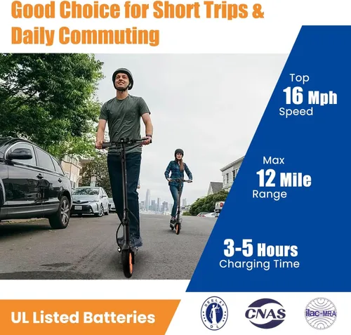Miniatura 4 de Scooter eléctrico para adultos, neumáticos sólidos de 8.5 pulgadas, motor de 350/500 W, velocidad máxima de 16/19 MPH y rango de 12/21 millas