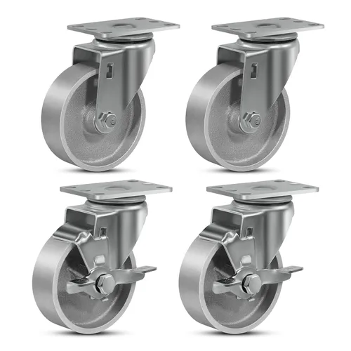 Miniatura 52 de Ruedas industriales resistentes de 3 x 1.25 pulgadas, capacidad de 350 libras, ruedas de hierro fundido y marco de acero para carros, carritos