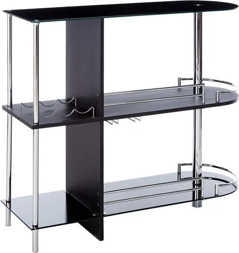 Miniatura 3 de Kings Brand Furniture Mesa de bar con dos estantes de vidrio templado, color negro (16 x 47 x 41 pulgadas)