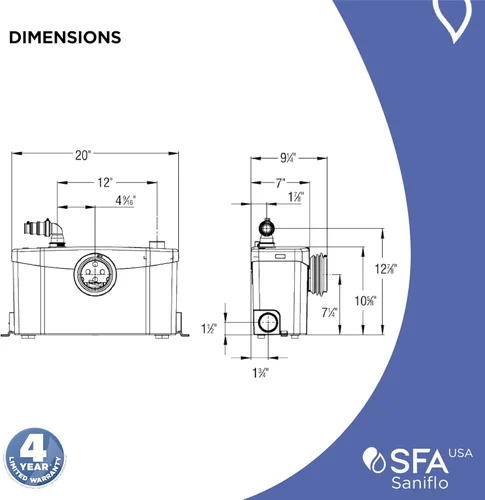 Miniatura 7 de SFA SANIFLO - Saniplus - Bomba de maceración - Aplicaciones para baño completo - Propósito dual - Acero inoxidable endurecido - 4 años de garantía