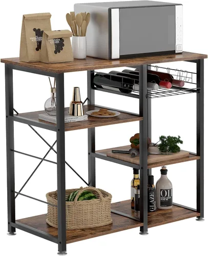 Miniatura 9 de SogesHome Estante de 4 niveles para microondas, estante organizador de almacenamiento de cocina, aperitivo de café para el hogar, cocina, sala