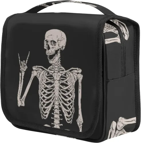 AUUXVA Neceser colgante para mujer, bolsa de maquillaje de esqueleto de Halloween, bolsa de cosméticos para el día de los muertos, artículos