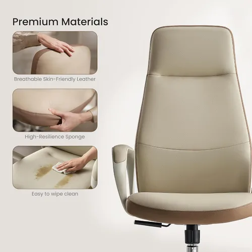 Miniatura 3 de EUREKA ERGONOMIC Clara - Silla de oficina ejecutiva, silla de trabajo de piel sintética, silla de escritorio giratoria de respaldo alto con soporte