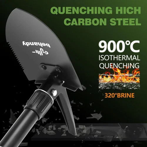Miniatura 5 de Pala plegable de 18.5 pulgadas, pala plegable para nieve de automóvil, pala de campamento y pico, herramienta de entrenamiento militar para Negro
