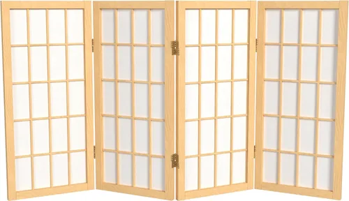 Miniatura 33 de Biombo portátil simple de 2 pies Biombo diseño Shoji, clásico diseño japonés 4 anchuras, 6 colores, Madera, Honey Miel