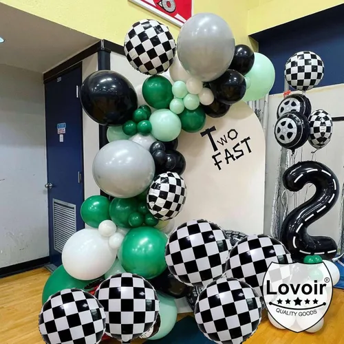 Miniatura 6 de Globo negro número 2 de 40 pulgadas, globos de helio de tereftalato de polietileno de gran tamaño para niños, 2º auto de carreras, camión monstruo
