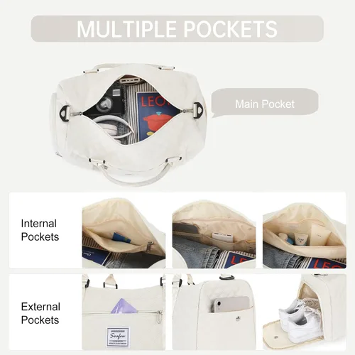 Miniatura 5 de Bolsa de viaje de fin de semana para mujeres y hombres, bolsa de transporte para la noche, bolsa de hospital, bolsa de gimnasio con compartimento