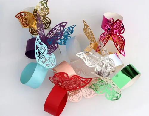 Miniatura 4 de 50 servilleteros de mariposa cortados con láser para cenas, mesas, diarios, bodas, aniversarios, fiestas, decoración de baby shower, suministros