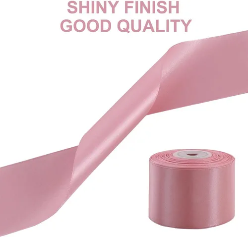 Miniatura 3 de TONIFUL - Cinta de satén de oro rosa de 2 pulgadas x 25 yardas de ancho, rollo de cinta de satén sólida para manualidades, cinta para silla