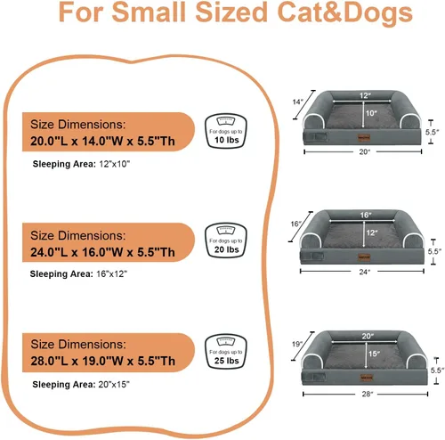 Miniatura 6 de Cama ortopédica lavable para perros pequeños: cama con cojines de apoyo para perros pequeños, cama impermeable de espuma tipo caja de huevos, cama