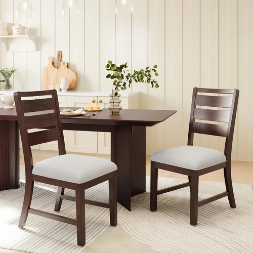Miniatura 13 de COLAMY Juego de 2 sillas de comedor de madera, sillas de comedor tapizadas de granja con cojín de 3.5 pulgadas de grosor, sillas de cocina FSC