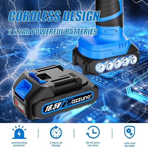 Miniatura 2 de Pulidora inalámbrica para automóvil, 2 baterías de 2 Ah 21 V, kit de cera de 6 pulgadas, 6 velocidades variables, 5500 RPM, 5 tipos de almohadillas