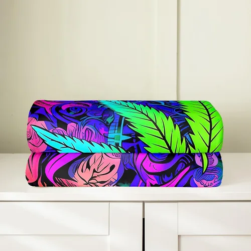 Miniatura 4 de Erosebridal Manta de hojas para niños, niñas y hombres, manta de forro polar colorida, manta de cama de hojas de mandala bohemio, 30 x 40 pulgadas