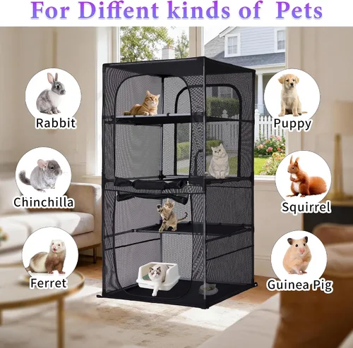 Miniatura 6 de Catio - Jaula grande para gatos de 61.4 pulgadas de alto, con perchas de 4 niveles, corralito para gatos de patio, gatito, perrera para múltiples