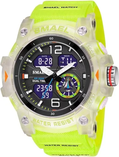 SMAEL Reloj de pulsera militar para hombre, resistente al agua, para exteriores, deportivo, con fecha, multifunción, LED, con alarma y cronómetro,