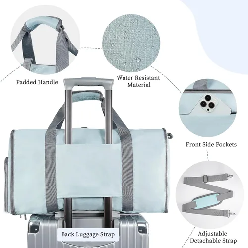 Miniatura 4 de Ytonet Bolsas de ropa plegables para viajes, bolsa de viaje convertible para deportes, Azul, Plegable