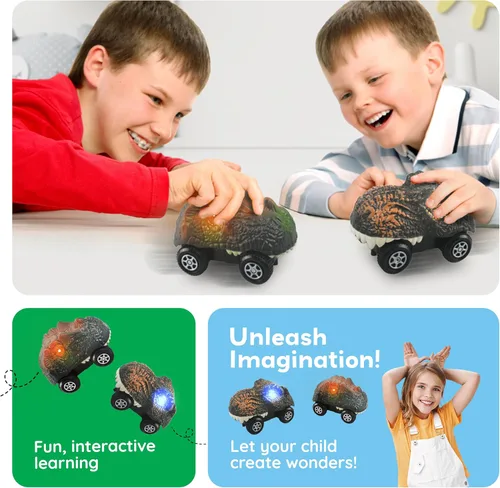 Miniatura 5 de PicassoTiles 2 piezas de camiones de pista de carreras Swift altamente detallados con dinosaurios en paquete al por mayor. Compatibles con kits