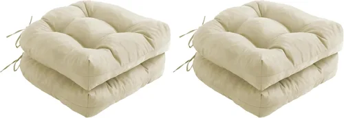 Miniatura 17 de IPYNBAP Juego de 2 cojines para sillas de exterior, cojines para sillas de patio con lazos, 17x17+4" cojines de asiento acolchados para exteriores