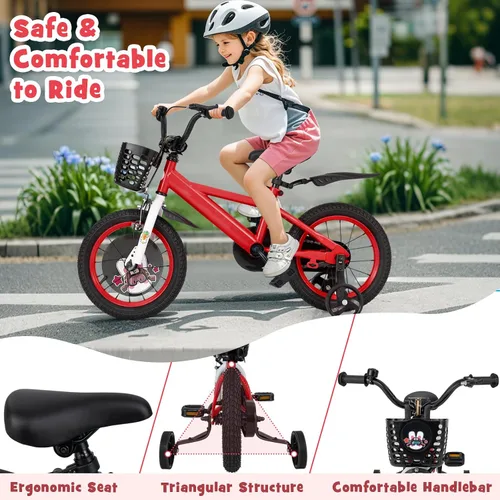 Miniatura 6 de BABY JOY Rabbit Pilot - Bicicleta deportiva para niños, 12, 14, 16, 18 pulgadas, bicicleta infantil para 3-8 años con altura ajustable, ruedas