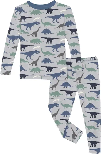 Miniatura 154 de KicKee Pants Conjunto de pijama de manga larga con estampado de piezas