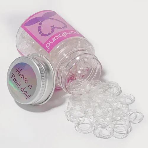 Miniatura 6 de Bandas elásticas para el cabello de alta calidad sin látex (0.787 in/1.575 in x 0.079 in x 0.016 in, negro medianoche y transparente cristalino)