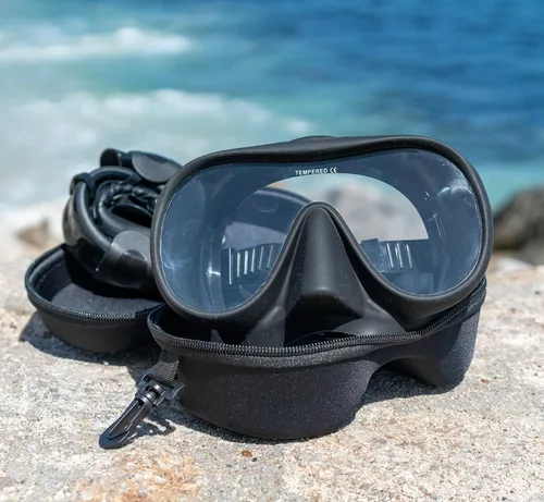 Miniatura 5 de Juego de máscara de buceo HD de gran angular y esnórquel de viaje, sin marco, vidrio templado, silicona suave de calidad, antivaho, resistente a