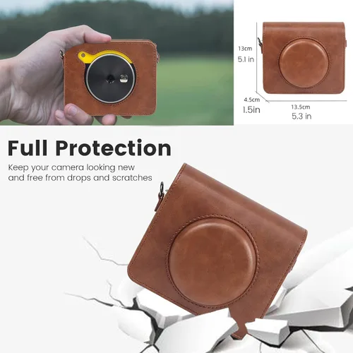 Miniatura 5 de Funda protectora para cámara instantánea e impresora fotográfica Kodak Mini Shot 3, piel sintética, con correa ajustable extraíble