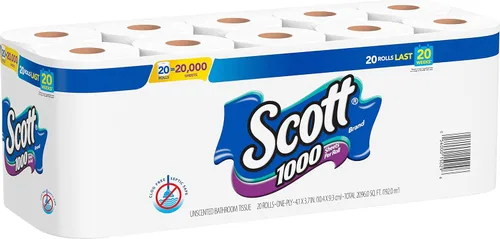 Miniatura 11 de Scott - 1000 hojas por rollo de papel higiénico, 4 rollos, toallas de baño