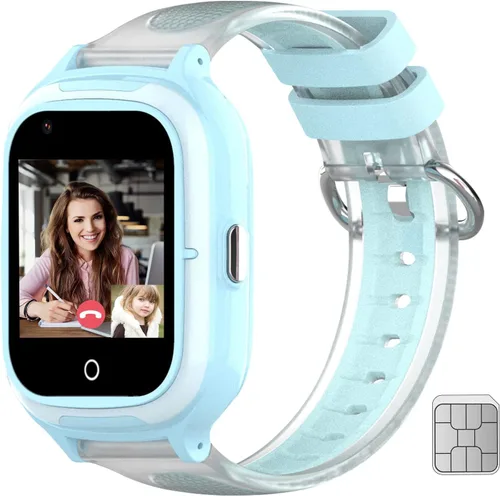 LogHog Wonlex - Reloj inteligente 4G para niños y niñas de 4 a 12 años, reloj de bebé con tarjeta SIM, rastreador GPS, pantalla táctil, reloj de Azul