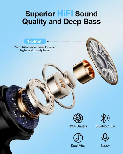 Miniatura 4 de Auriculares inalámbricos Bluetooth 5.4, iPhone 17e 17Air 16 15 14 13 Pro Max auriculares inalámbricos Bluetooth con cancelación de ruido