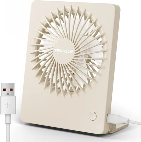 TriPole Mini ventilador de escritorio alimentado por USB, ventilador portátil, ventilador personal pequeño de 3 velocidades, ventilador de mesa de