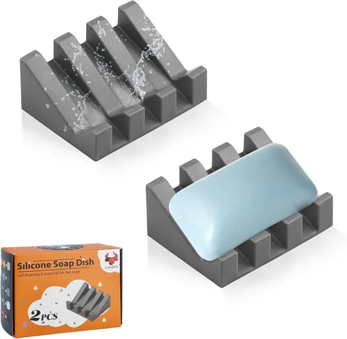 Miniatura 18 de Jabonera Autodrenante con Soporte, Jabonera de Silicona, para Baño, Cocina, Esponjas, Puede Extender la Vida del Jabón, Mantiene las Barras de Jabón