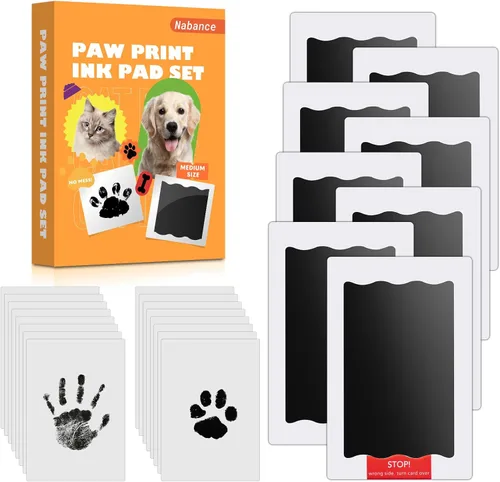 Miniatura 8 de Nabance Kit de impresión de huellas sin tinta para perros, gatos y bebés, 4 almohadillas de tinta Clean Touch y 8 tarjetas de impresión, kit